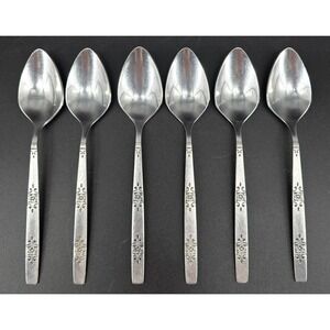 Set of 6 Oneida Profile ORLANDO Oval Teaspoon Spoon 6.25" Stainless Flatware Vtg